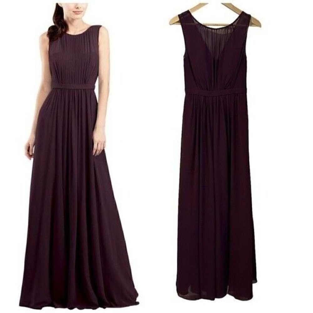 Bill Levkoff Burgundy Maxi Bridesmaids Dress Size 2